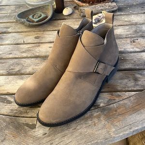 EILEEN FISHER Savoy Suede Buckle Ankle Bootie